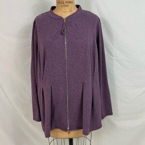 Logo Long Sleeve Purple Heather Zip Up Sweatshirt W/Pockets + Stretch Size 1X